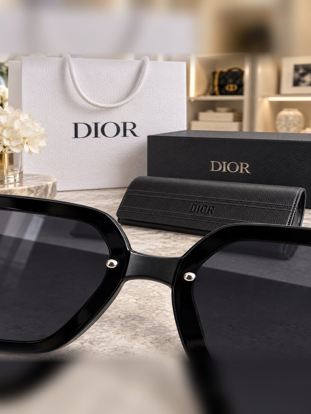 Dior Black Oversized Square Sunglasses - Picture 5 of 6